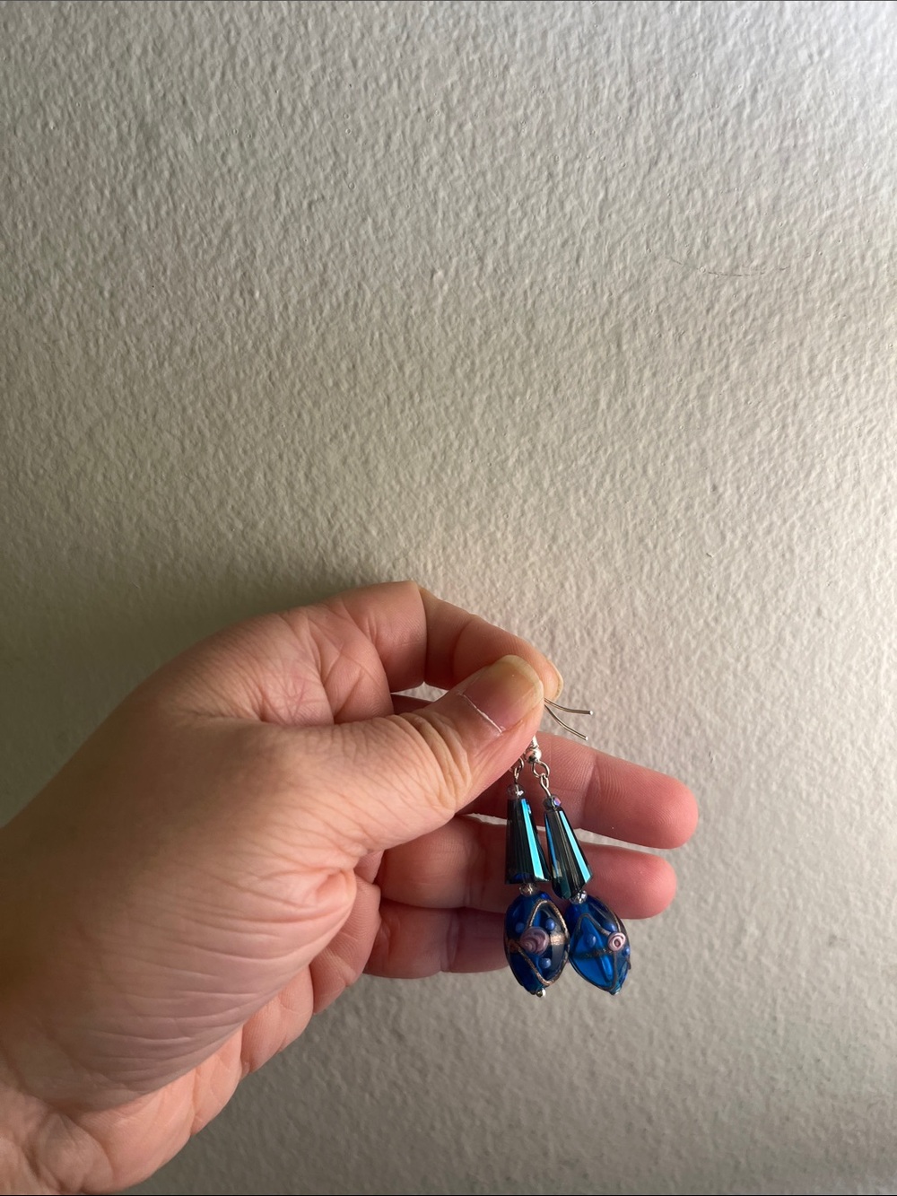Blue Crystal & Glass Drop Earrings